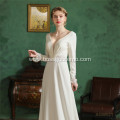 Square Neckline simple wedding dress satin